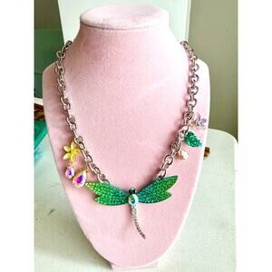 New Betsey Johnson Sparkly Dragonfly Necklace